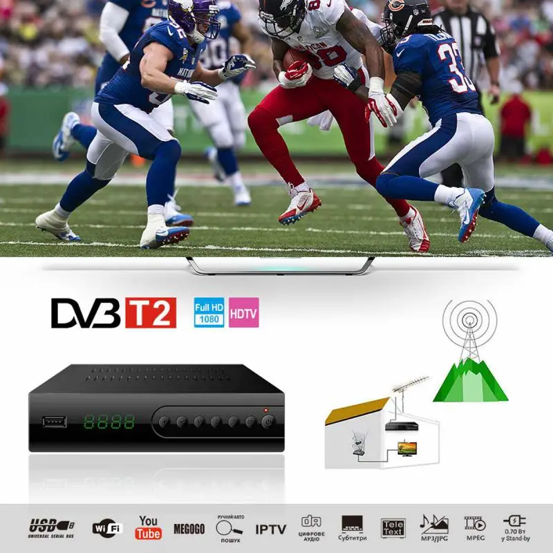 DVB T2 terrestial приемник T26 DVB-T2 &amp dvb-c Поддерживает MPEG4 H.264 youtube wifi адаптер iptv av hdmi