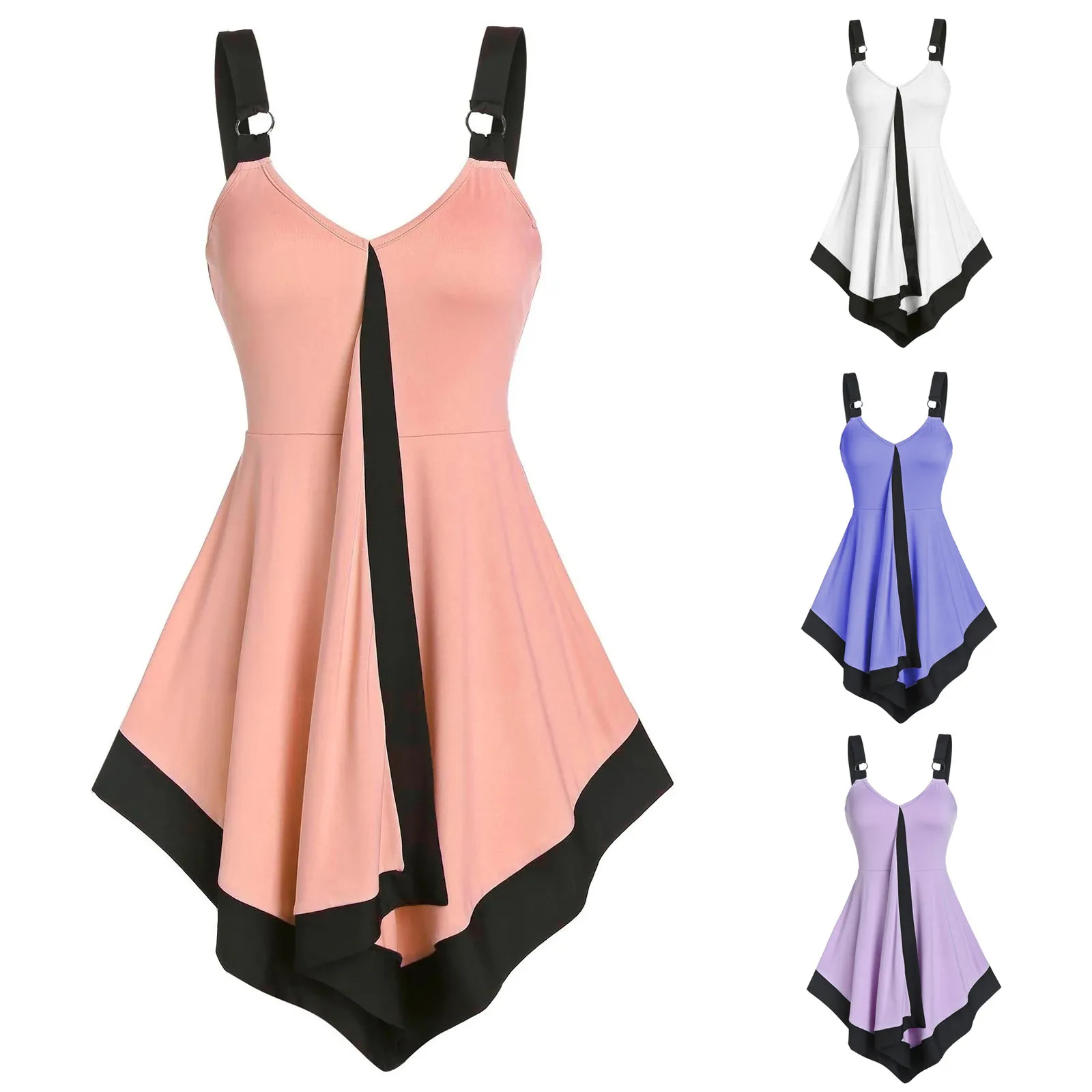 Майка женская однотонная модный пикантный топ на бретелях повседневный размера