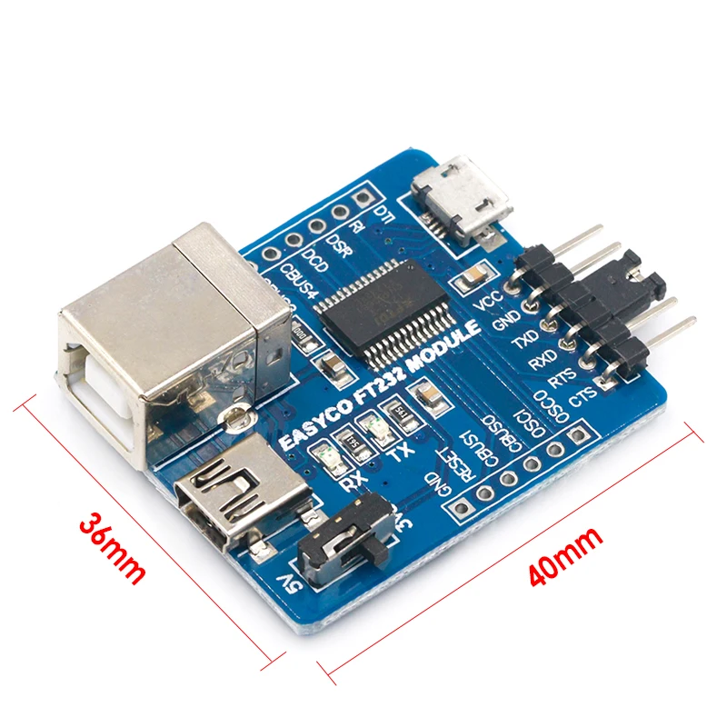FT232RL 3 в 1 USB к модулю последовательного порта Type B / MINI Micro интерфейс UART для Arduino |