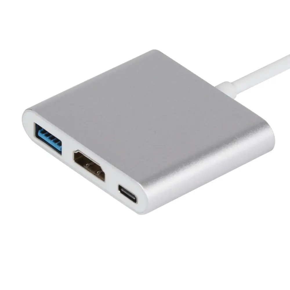 Новинка адаптер USB 3.0 Type C для телефона 4K HDMI USB3.0 3 в 1 хаб Apple Macbook серебряные и