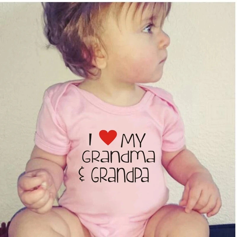 

I Love My Grandma Grandpa Printed Cute Newborn Baby Bodysuit Cotton Short Sleeve Body Bebe Boy Girl Onesies Rompers Infant Cloth