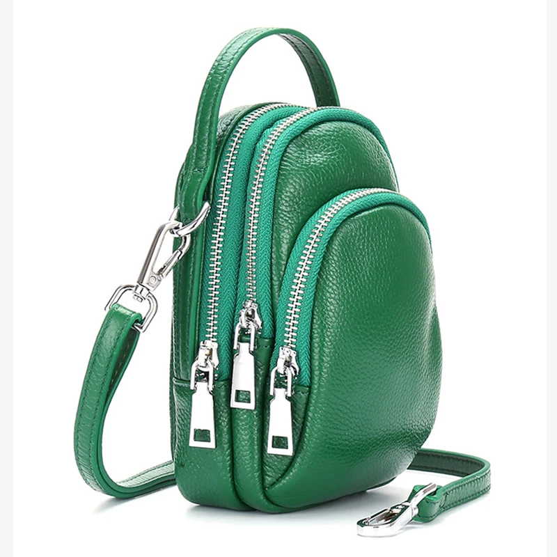 

BONAMIE Multi-pocket Genuine Leather Messenger Bag For Women Lady Fashion Small luxury Crossbody Bag Single Shoulder Bag Female