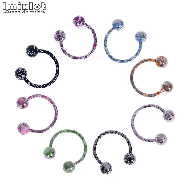 8/10 шт. кольцо из нержавеющей стали для пирсинга носа Подкова шарик шип