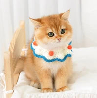 cute handmade wool knitted pet bib japanese cat collar soft comfortable custom cute cat collar