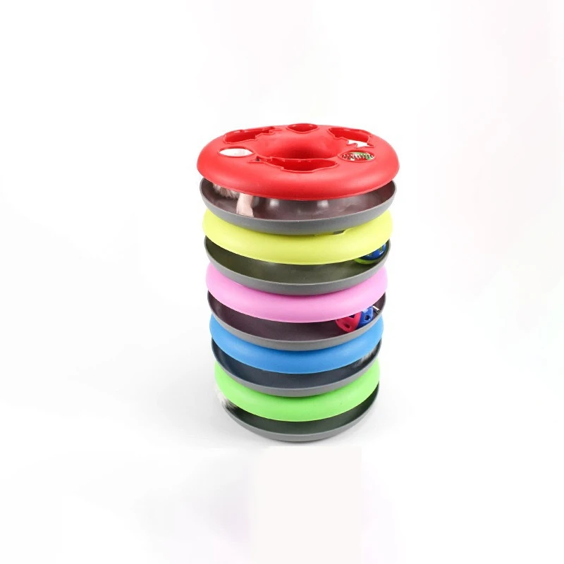 Вращающаяся на 360 ° игрушка для кошек с перьями поворотный круг колокольчик