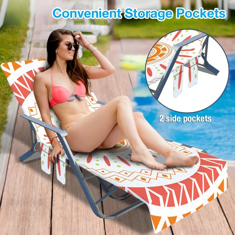 

Beach Chair Cover Pool Lounge Lounge Chair Towel Sun Lounger Cover With Side Storage Bag Perfect For Swimming Pool Sunbathing