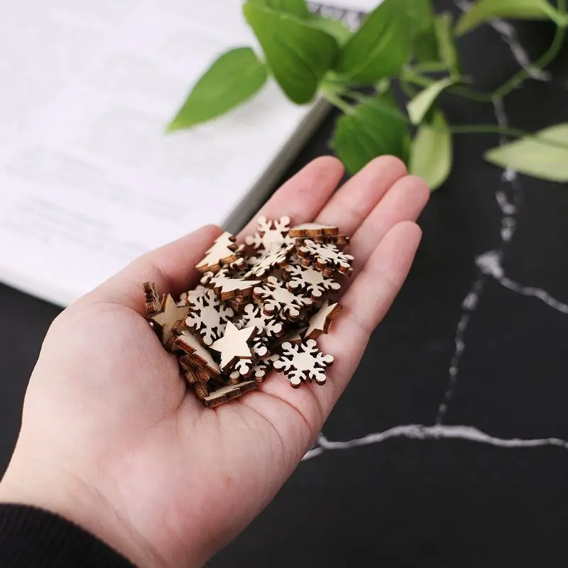50 шт. лазерная резка деревянные украшения зимний Деревянный фестиваль