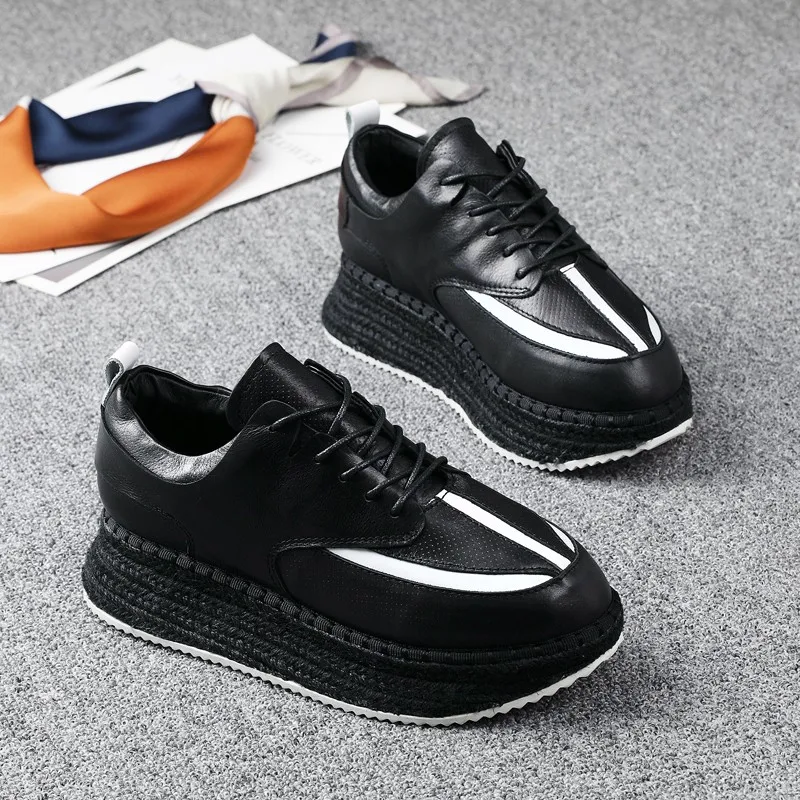 Кроссовки женские из натуральной кожи на платформе для бега фитнеса тренировок