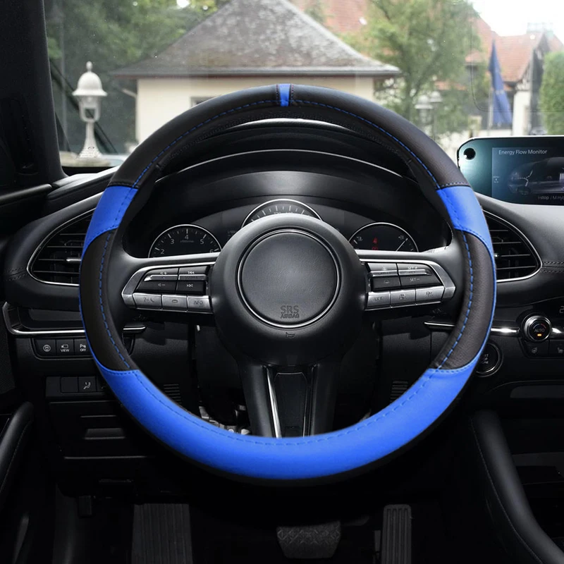 

Car Styling For Mazda 3 BP 2019-Present Steering Wheel Cover Leather steering-wheel Cover Interior Accessory