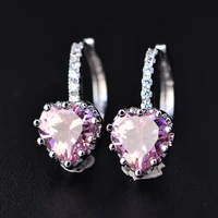 black angel fashion mix color cute romantic 925 silver love heart clip earrings for women wedding earring statement bijoux