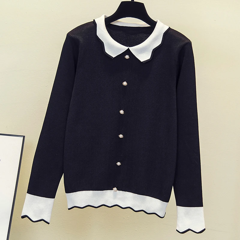 

2021 Knitted Women O neck Sweater Pullovers Plus size button Autumn Winter Basic Women Sweaters loose Fit Black 4XL