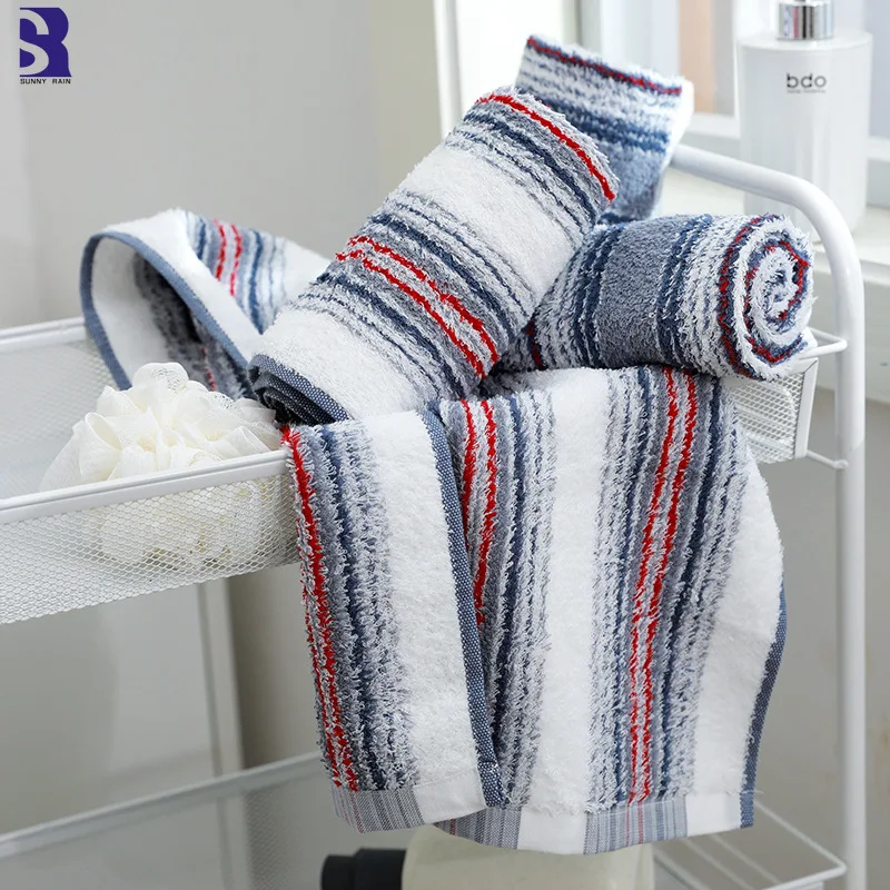 

SunnyRain 4-Piece Cotton Towels Set Bathroom Face Towel for Adults 34x74cm