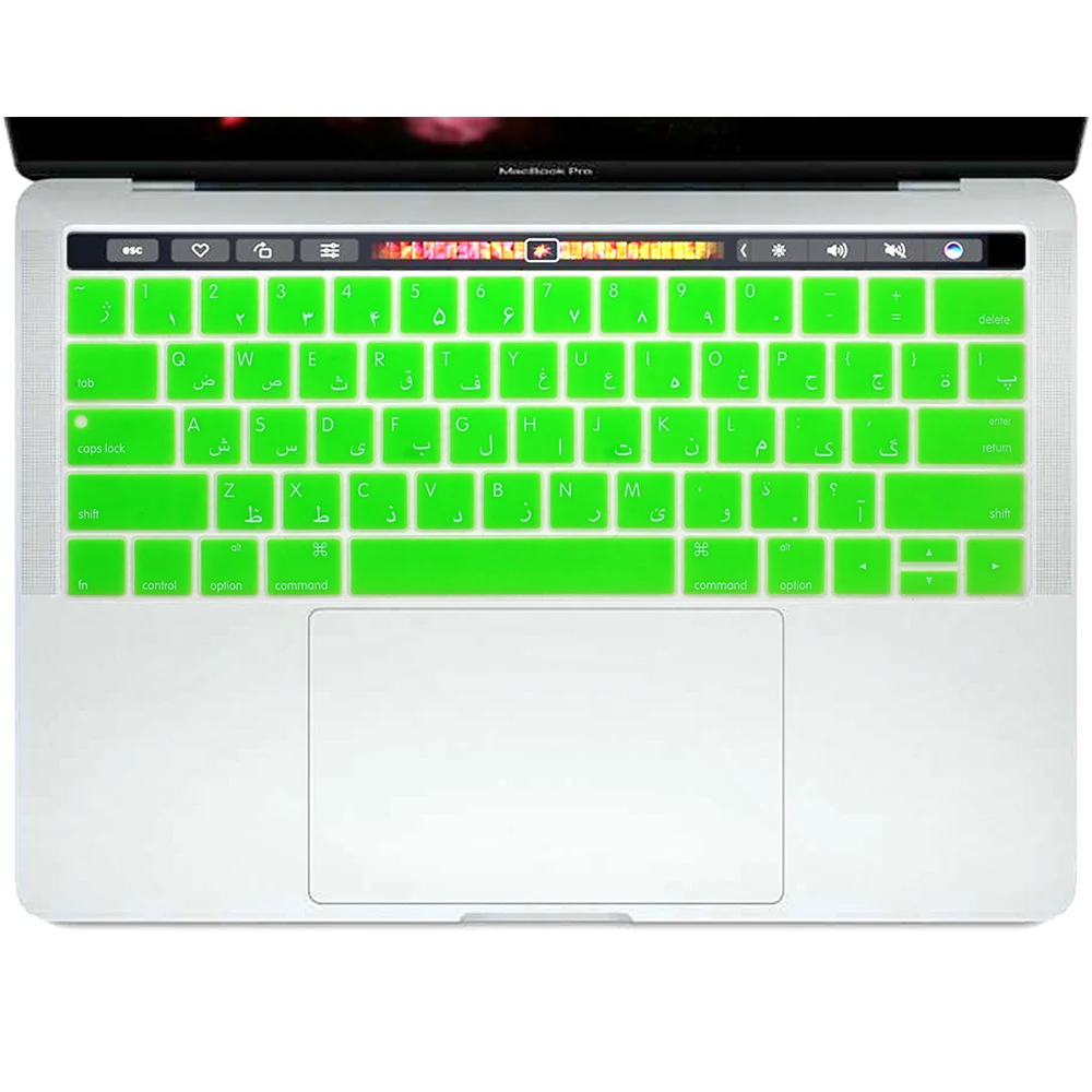Green КРЗ арабский силиконовая клавиатура кожного покрова для Mac Pro 1" A1706 A2159Pro 15" A1707 // выпуска с сенсорной панелью США Версия - Цвет: Green