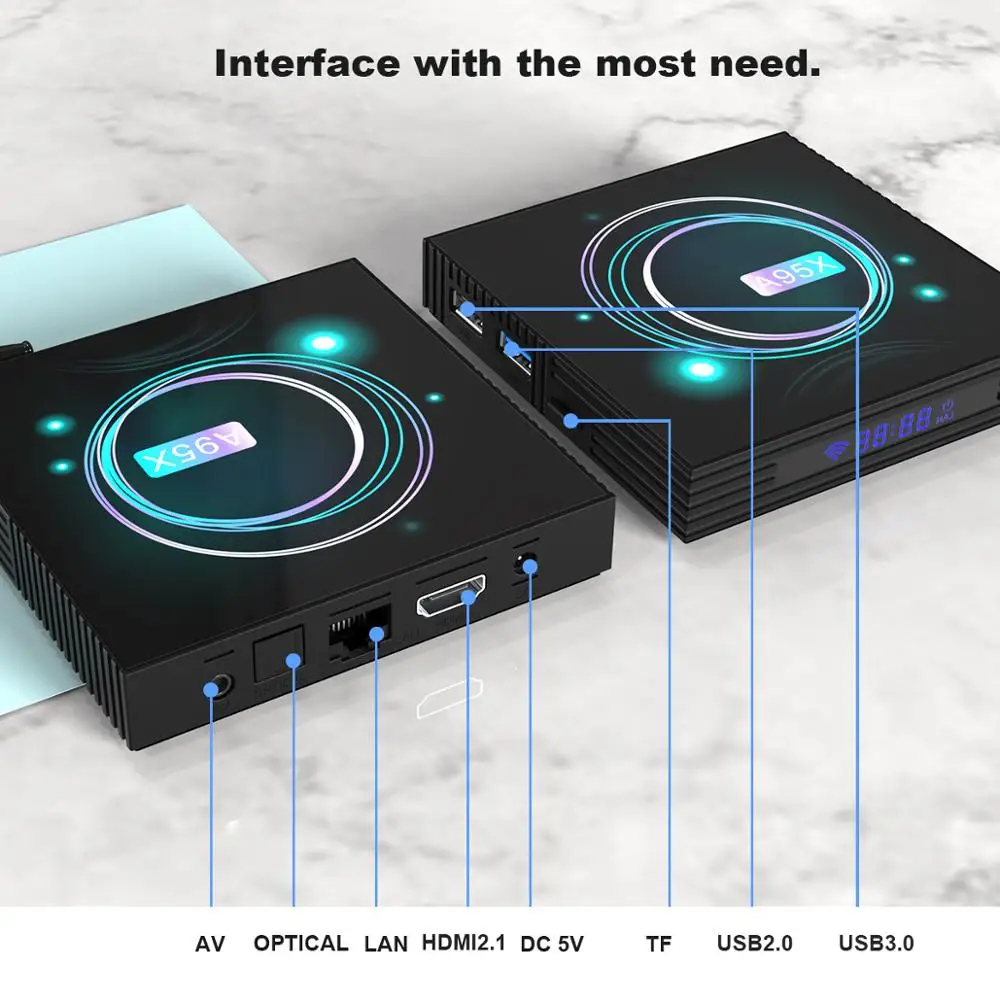 Android 9,0 Smart tv Box A95X F3 тонкий 4 Гб 64 Гб Amlogic S905X3 4K медиа-проигрыватель Google 100M 2,4G& 5,0G двойной Wifi BT 4,1 телеприставка