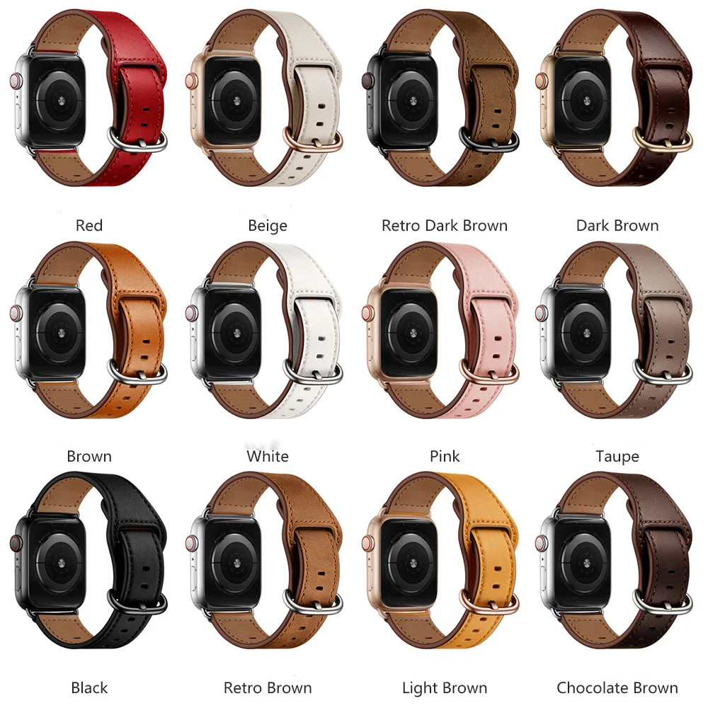 

Leather strap For Apple watch 8 7 SE 6 5 4 3 2 1 of 38mm 40mm 41mm 42mm 44mm 45mm 49mm Smartwatch Accessoriesfor iWatch