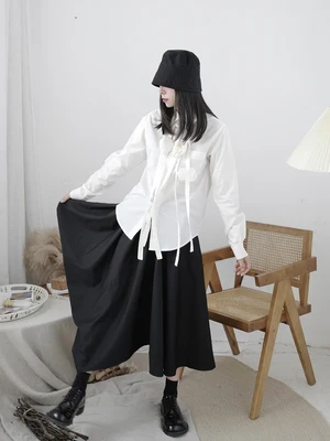 Асимметричная юбка в стиле Ямамото дизайнерская длиной средней длины|Женские