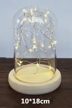 H18cm wire log base Диаметр = 10 см стеклянный купол деревянная основа с Lumious Wrie домашнее украшение креативный стеклянный купол Подарочное свадебное украшение - Цвет: H18cm wire log base