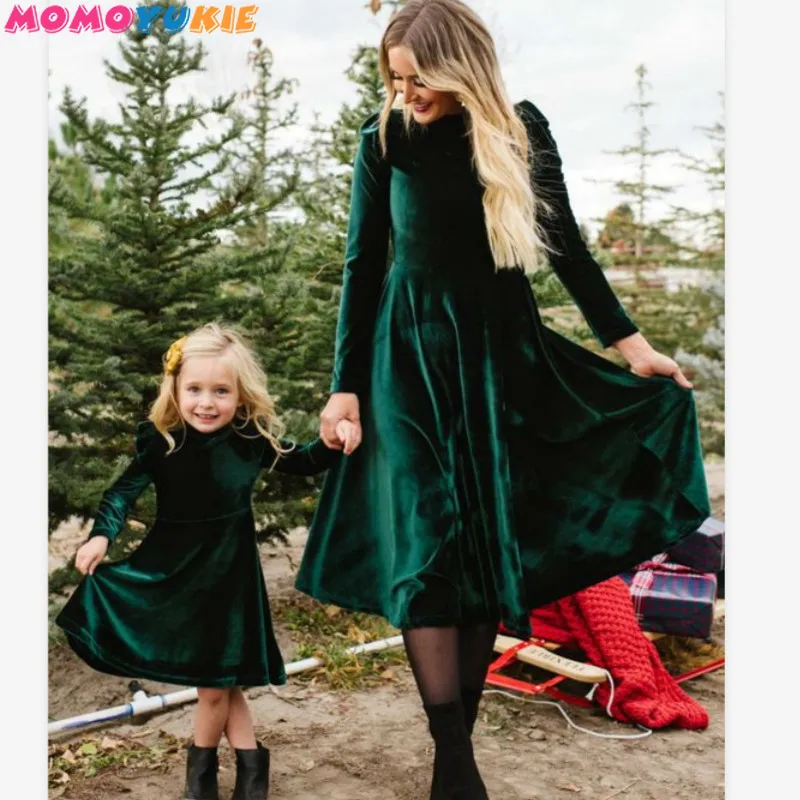 

New Mother Daughter Dresses Sleeveless velvet Long Dress Mother Daughter Clothes Mom and Daughter Dress Family Matching Clothes