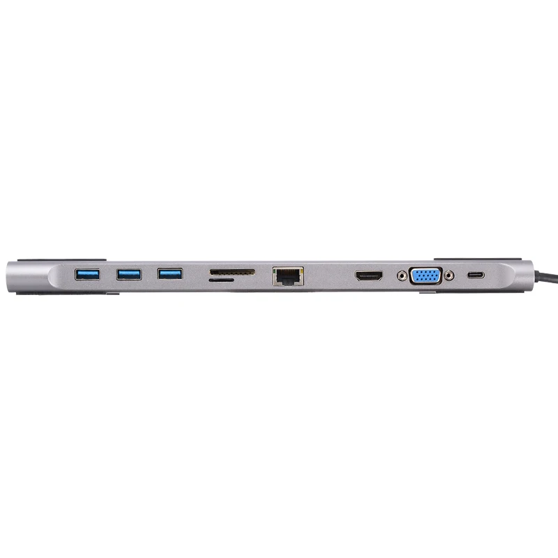 Многофункциональный Тип usb C док-станция для тестирования 10 в 1 взаимный обмен данными между компьютером и периферийными устройствами 3,0 концентратор с 3,5 мм Аудио HDMI RJ45 USB-C PD VGA кард-ридер Порты
