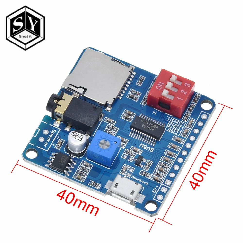 Для Arduino 5W усилитель воспроизведения голоса Модуль MP3 музыкальный плеер SD/TF карта
