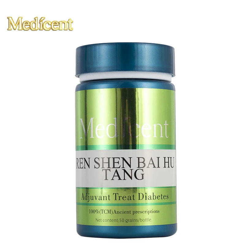 

Medicent Ren Shen Bai Hu Tang, Adjuvant Treat Diabetes, Cure Acute and chronic diabetes mellitus, Cure Bitter taste, 50pcs.