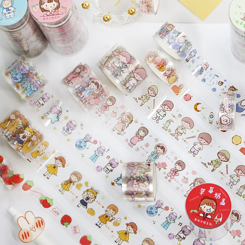 

BULA 4 Rolls/set PET Transparent Washi Tape Set Korean Stationery Organizer Planner Masking Adhesive Tapes Stickers Decorative