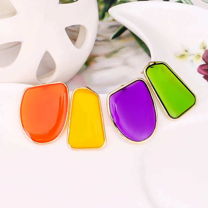 Новое поступление асимметричные геометрической формы серьги цветные акриловые