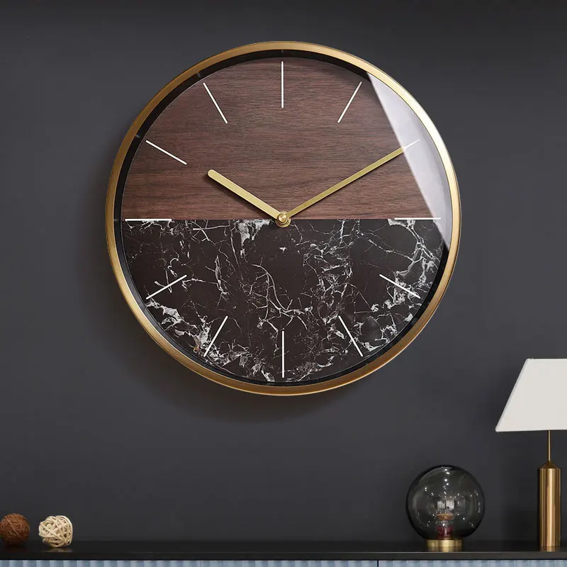 

Nordic Creative Wall Clock Wood Living Room Modern Minimalist Slient Clock Gold Luxury Bedroom Home Decoration Reloj Pared G5B