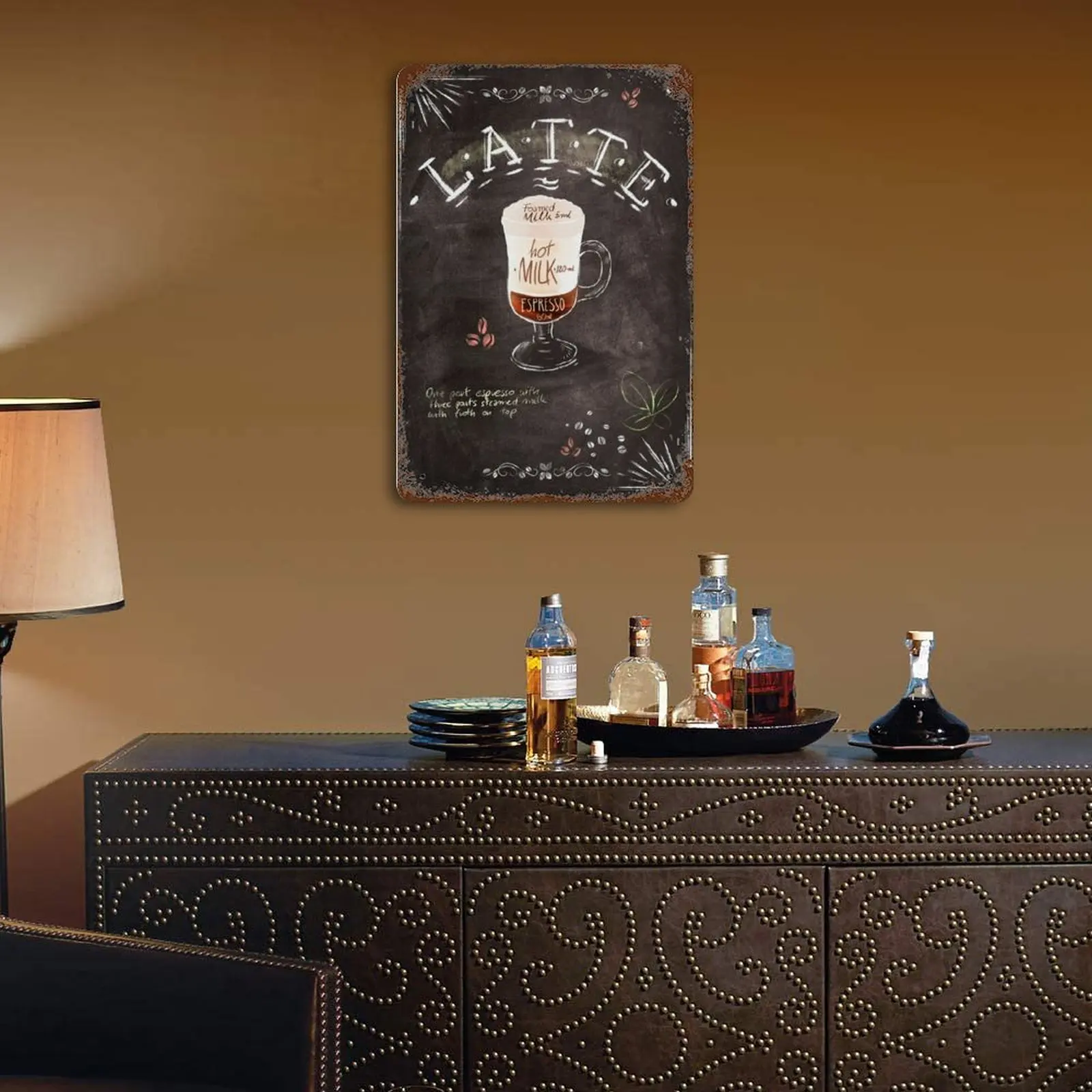 

Latte Printed Vintage Metal Poster Home Pub Bar Garage Wall Decoration Tin Sign Plaque Decor