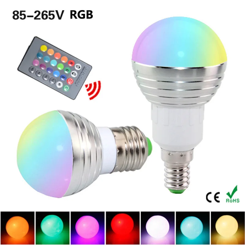 

Bluetooth Bulb Ampoule Led Lamp E27 E14 RGB Night Light Bulb With Remote Control For Home Spotlight 85-265V