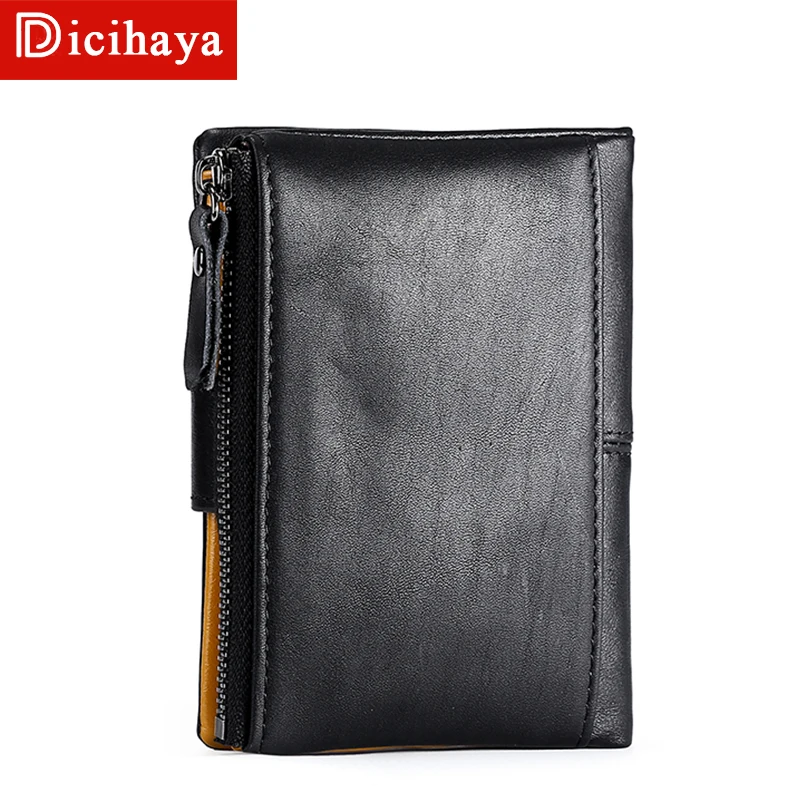 Короткий кошелек DICIHAYA мужской из натуральной кожи маленький бумажник с RFID