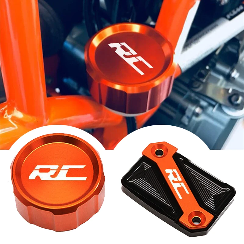 

For KTM RC 390 125 200 250 2013-2019 2020 2021 RC390 RC125 Motorcycle CNC Front & Rear Cylinder Cover Brake Fluid Reservoir Caps