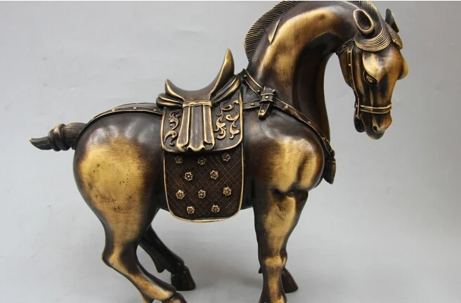 Китайская статуя фэн шуй 823 +++++ бронзовая лошадь времен зодиака Тан удачная