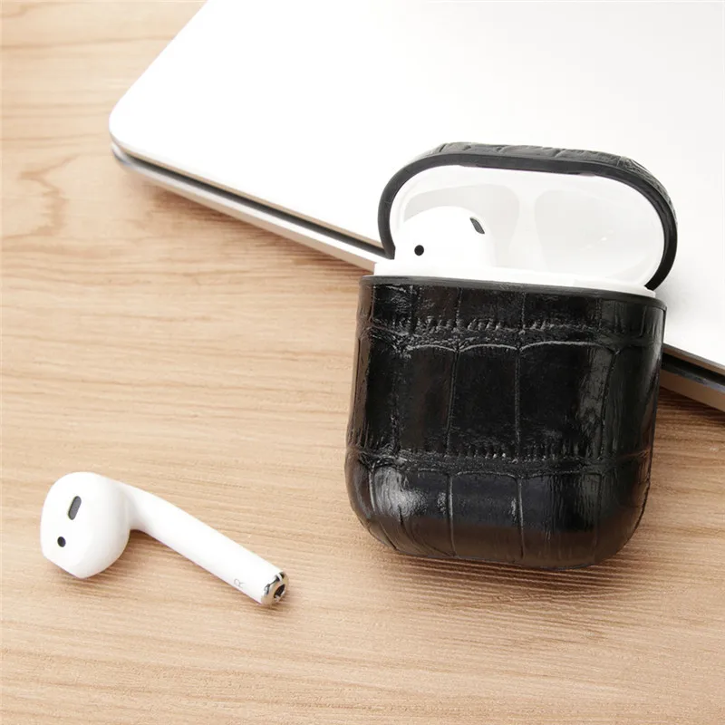 Сумка из натуральной кожи для apple airpod bluetooth беспроводной наушник чехол из крокодиловой кожи чехол для Air pod 1 2 Funda Чехол Коробка