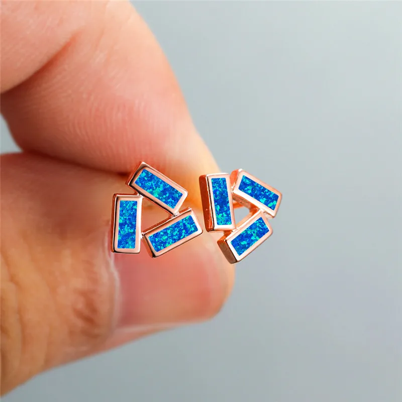 Простые женские белые и синие квадратные опаловые ювелирные изделия цвета
