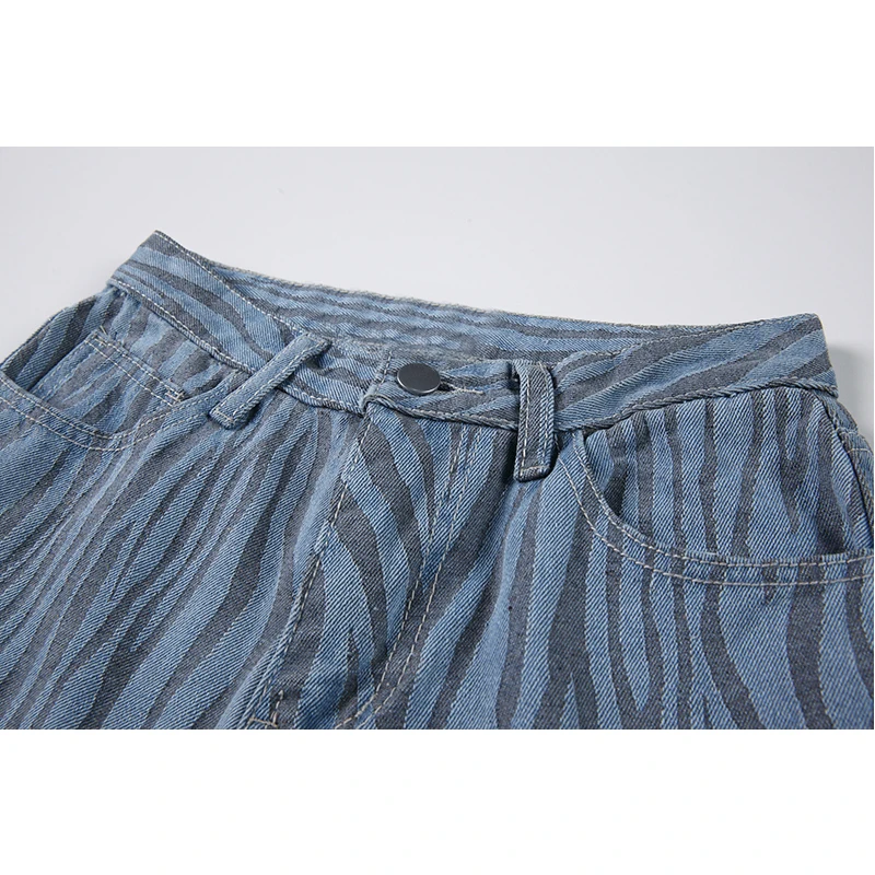 Джинсы женские в полоску зебры винтажные мешковатые штаны-султанки из денима с