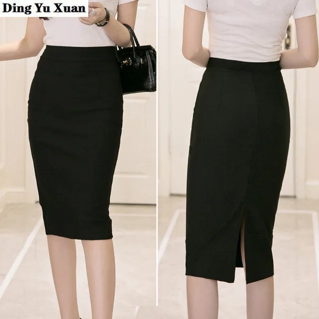 Женская юбка карандаш с разрезом сзади черная или красная длинная деловая