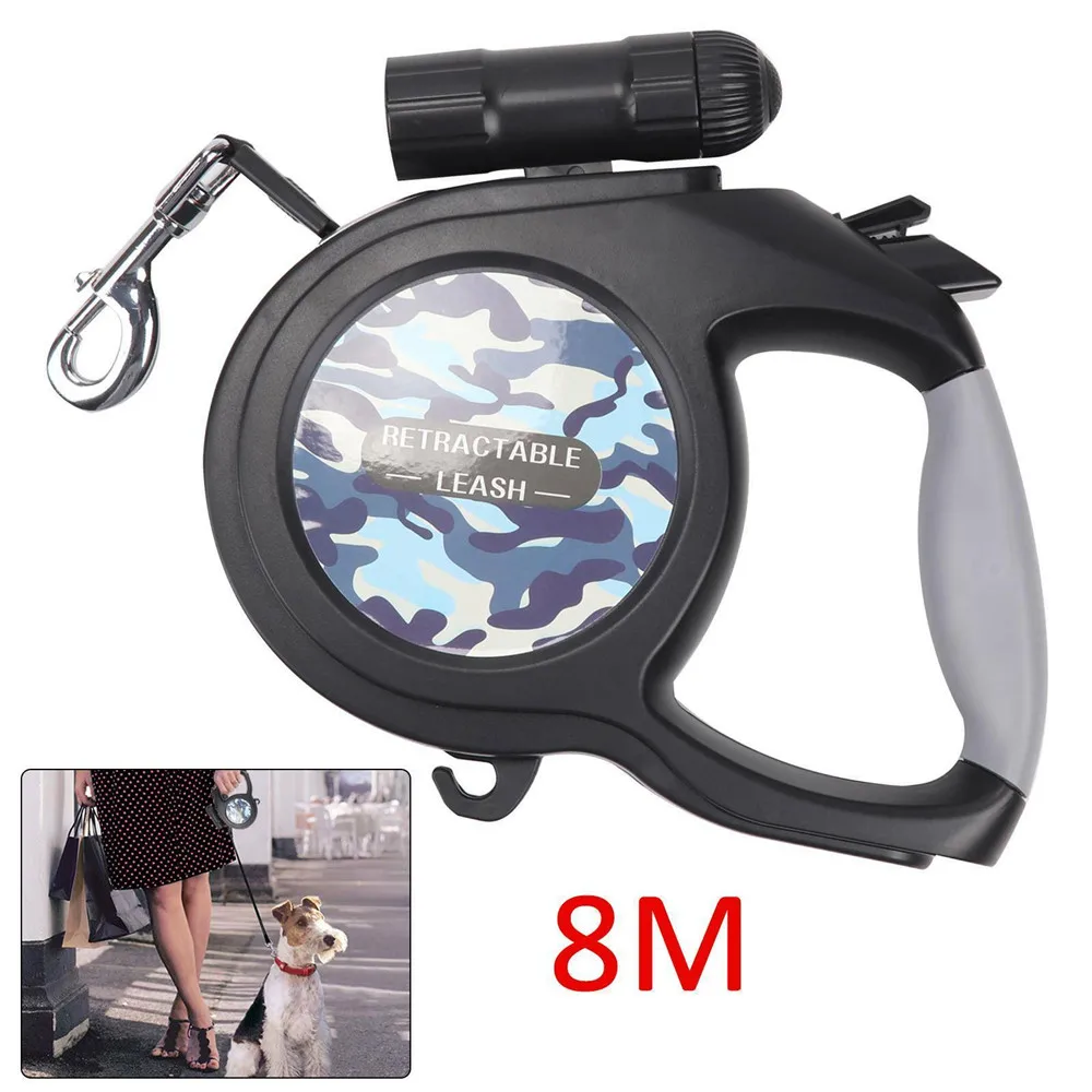 

2021 Новый 8 метров расширенная версия для домашних животных, автоматические вытяжные собачьи поводки поводок трактор с фонариком для средни...