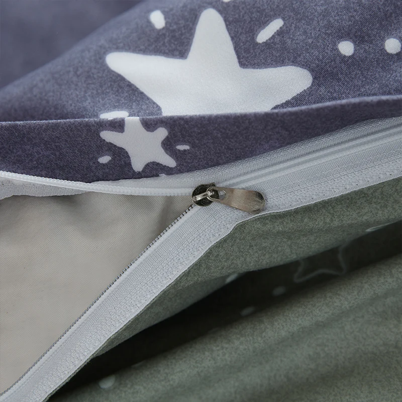 

Machine Washable Printing Polyester 4 Piece Bedding Sets Invisible Zipper Elastic Quilt Cover Queen 2 Pillowcases (19*29Inches