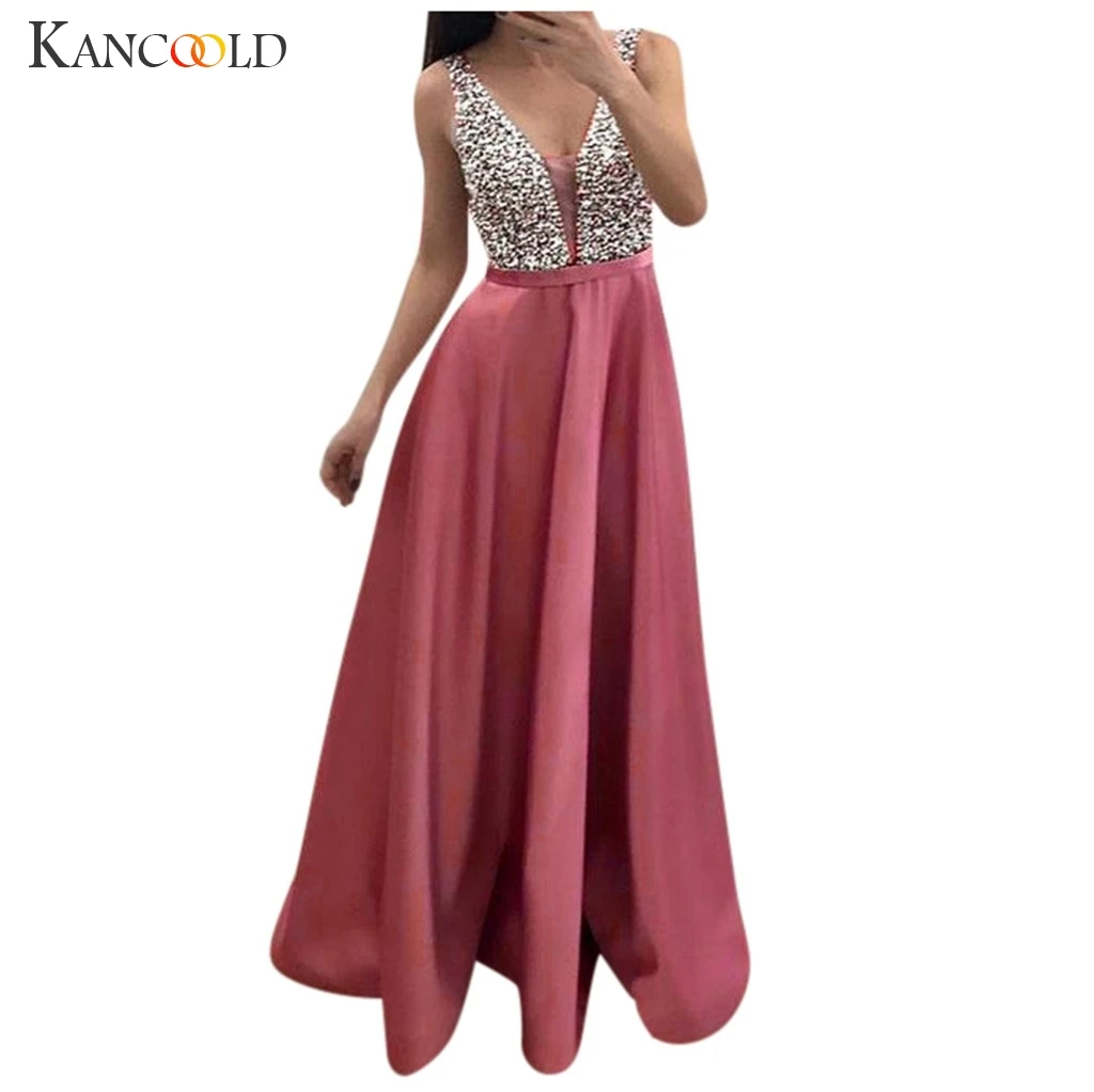 Женское вечернее платье макси с открытой спиной розовое элегантное глубоким v
