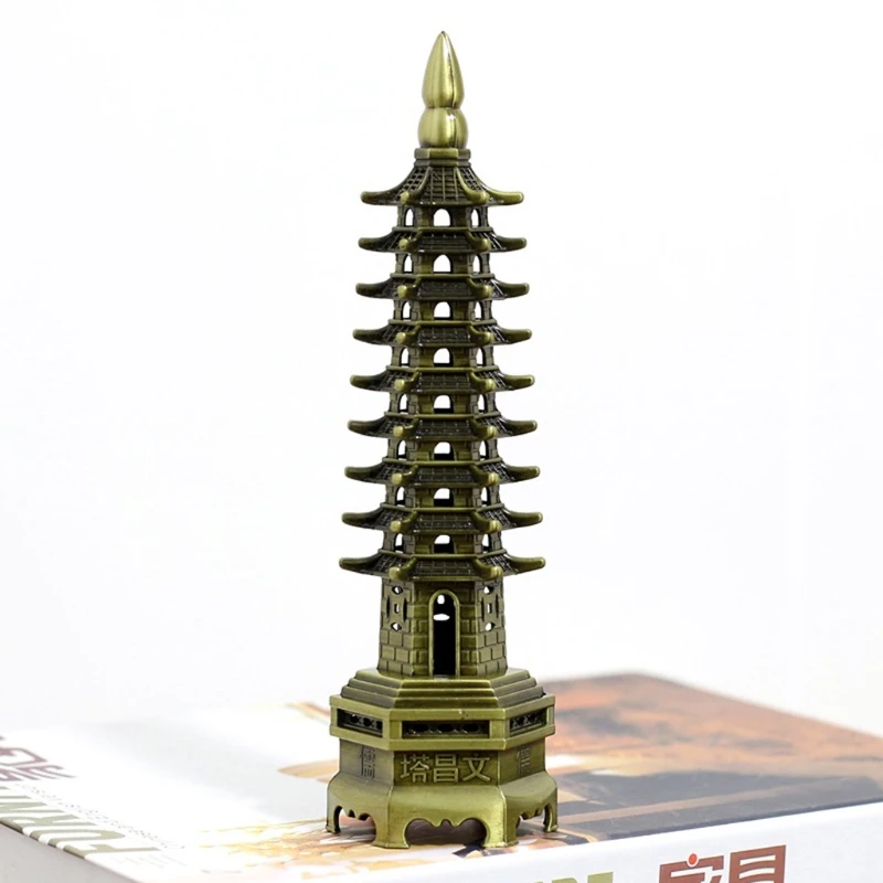 Feng Shui 9 уровней сплав 3D модель китайский Wenchang башня пагода ремесла статуя сувенир