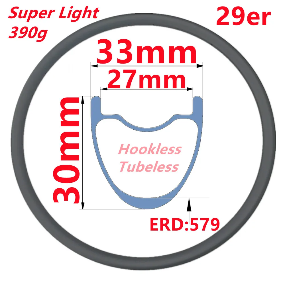 33X30 UD глянцевый/матовый карбоновый горный велосипед обод высокого качества