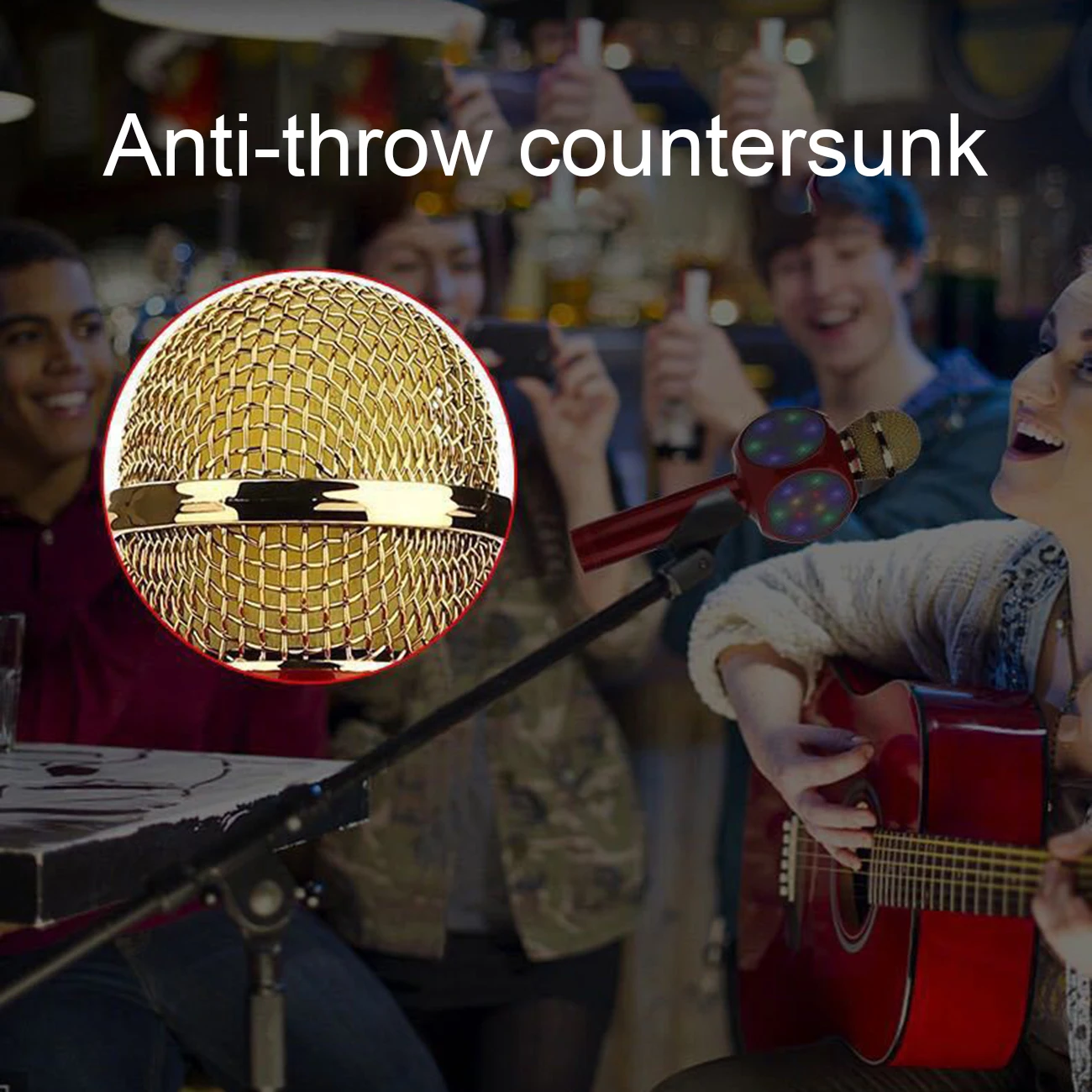 Микрофон W1816 микрофон беспроводной с эффектом эхо подсветкой для караоке