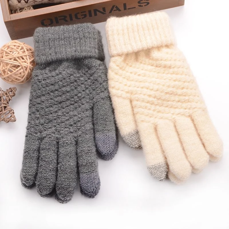 

Skiing Touch Screen Sensory Gloves for Women Gloves Girl Female Stretch Knit Gloves Mittens Winter Warm Accessories Wool Guantes