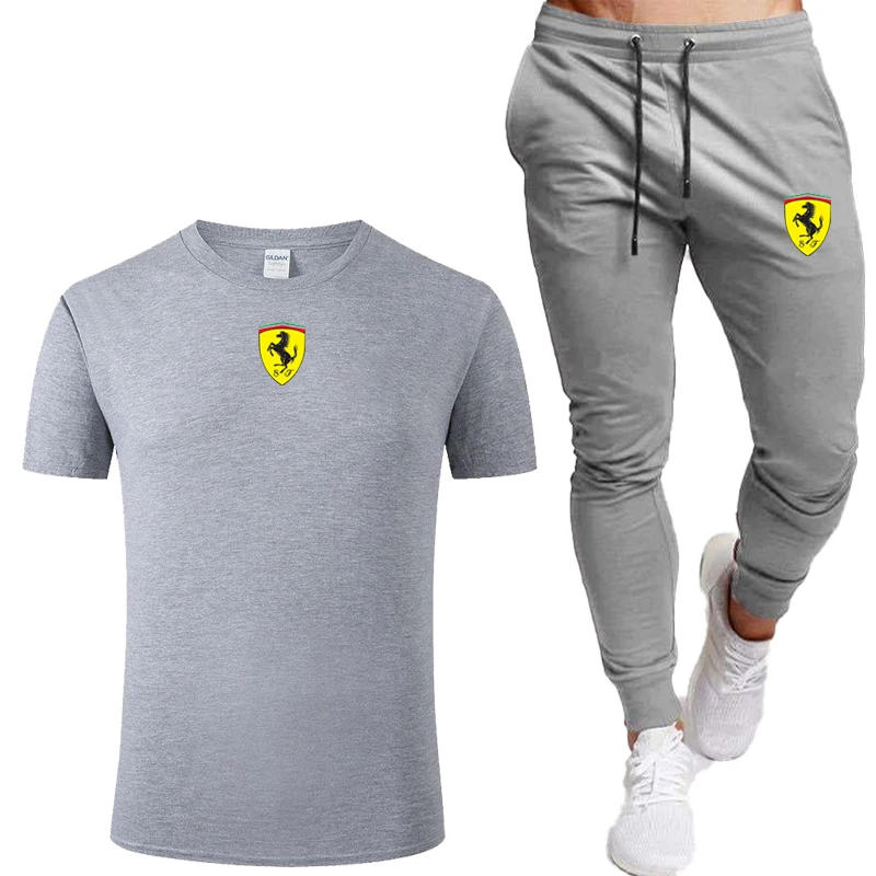 

Men'S Sets 2021 Hot-Selling Summer T-Shirt Pants Set Casual Brand Fitness Jogger Pants T Shirt Hip Hop Fashion Men'S Tracksuits
