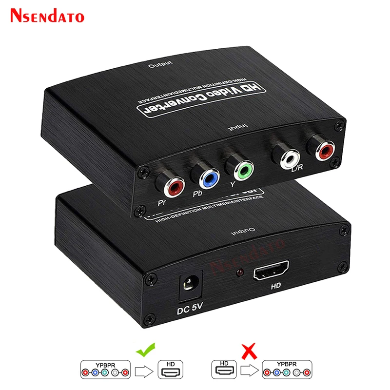 

5 RCA Ypbpr Component to HDMI-compatible converter RCA Component video to hd video audio Connector converters adapters For PS3/2