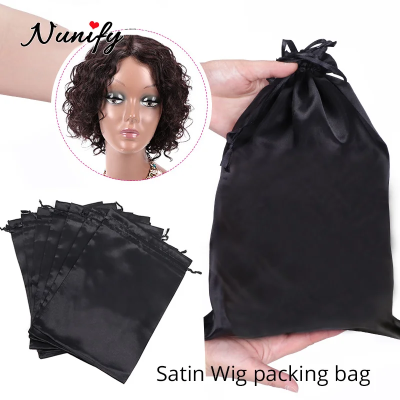 Black Golden Pink Silk Satin Wig Bags For Hair Bundles Wigs Gift 25*35Cm Hair Storage Bags For Packaging Wigs Hair Extensions enlarge