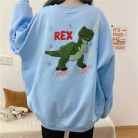 sweatshirt women spring and autumn 2021 loose kawaii green dinosaur harajuku stranger things aesthetic shirt