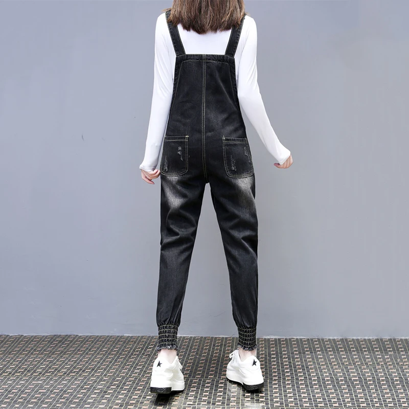 

Loose Denim Jumpsuit Women Jeans Streetwear Hip Hop Tracksuit Wide Leg Cartoon Casual Jeans Pants Overalls Autumn Women Rompers