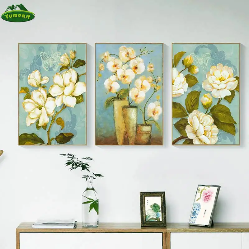 YUMEART романтические Белые пионы цветы картины на холсте галерея плакаты печать